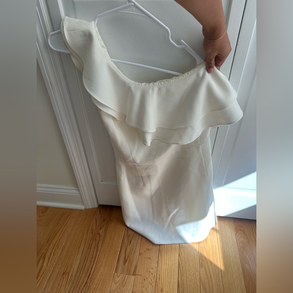 French Connection Cream One-Shoulder Mini Dress